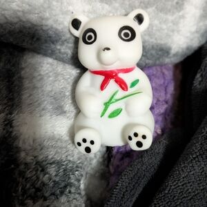 Cute Panda Figurine with Red Scarf